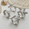 Alloy Starfish Scallop Shell Imitation Pearl Ring Set Electroplated For Women Minimalist Style