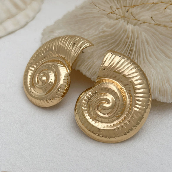 Alloy Starfish Shell Conch Earrings Minimalist Style Electroplated For Women