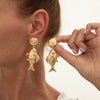 Alloy Starfish Shell Conch Earrings Minimalist Style Electroplated For Women