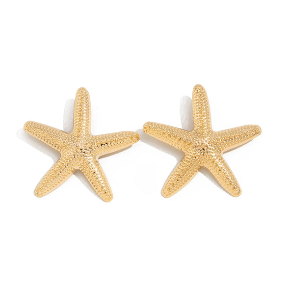 Alloy Starfish Shell Conch Earrings Minimalist Style Electroplated For Women