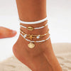 Alloy Starfish Shell Pendant Anklet Set With Imitation Pearl Rice Beads And Soft Clay Women's Fashion Foot Accessories