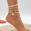 Alloy Starfish Shell Pendant Anklet Set With Imitation Pearl Rice Beads And Soft Clay Women's Fashion Foot Accessories