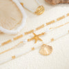 Alloy Starfish Shell Pendant Anklet Set With Imitation Pearl Rice Beads And Soft Clay Women's Fashion Foot Accessories