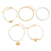 Alloy Starfish Shell Pendant Anklet Set With Imitation Pearl Rice Beads And Soft Clay Women's Fashion Foot Accessories
