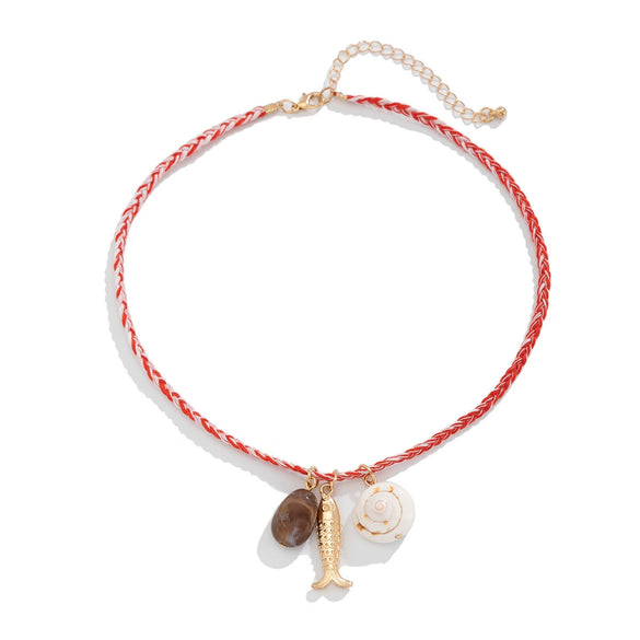 Alloy Starfish Shell Small Fish Ball Chain Necklace With Animal Zodiac Pattern And Electroplating Treatment