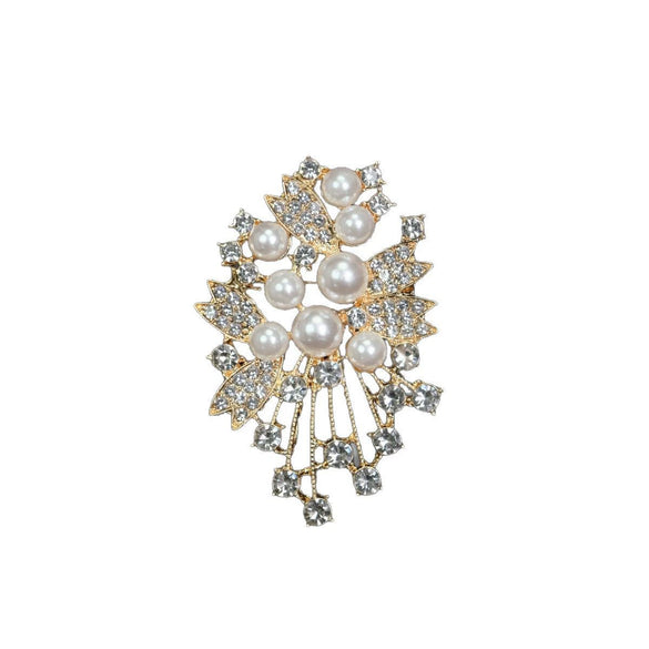 Alloy Starshaped Electroplated Women's Brooch Fashionable And Creative Pearl Design