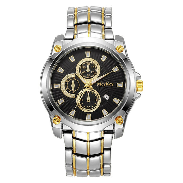Alloy Steel Band Quartz Watch Business Style Round Dial Waterproof