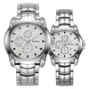 Alloy Steel Band Quartz Watch Business Style Round Dial Waterproof
