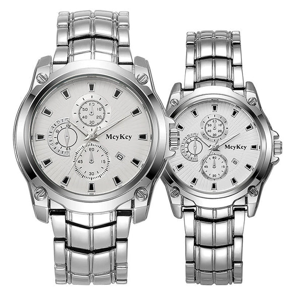 Alloy Steel Band Quartz Watch Business Style Round Dial Waterproof