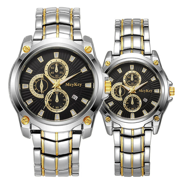 Alloy Steel Band Quartz Watch Business Style Round Dial Waterproof