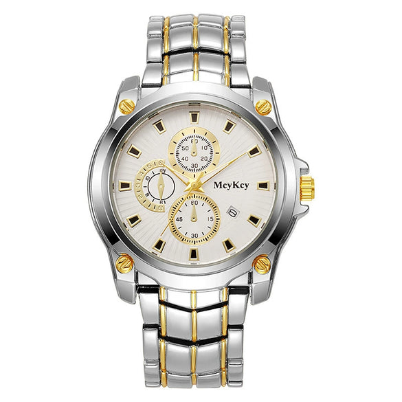 Alloy Steel Band Quartz Watch Business Style Round Dial Waterproof