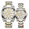 Alloy Steel Band Quartz Watch Business Style Round Dial Waterproof