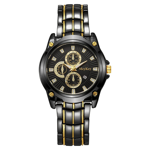 Alloy Steel Band Quartz Watch Business Style Round Dial Waterproof