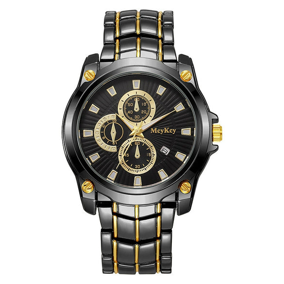 Alloy Steel Band Quartz Watch Business Style Round Dial Waterproof