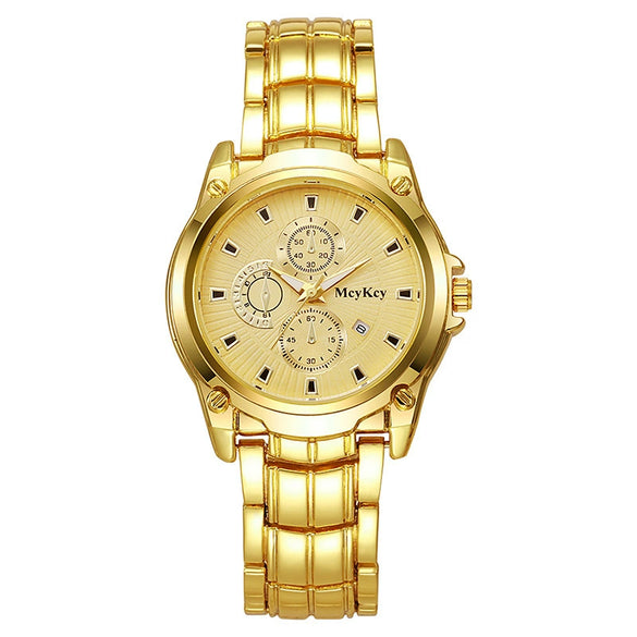 Alloy Steel Band Quartz Watch Business Style Round Dial Waterproof