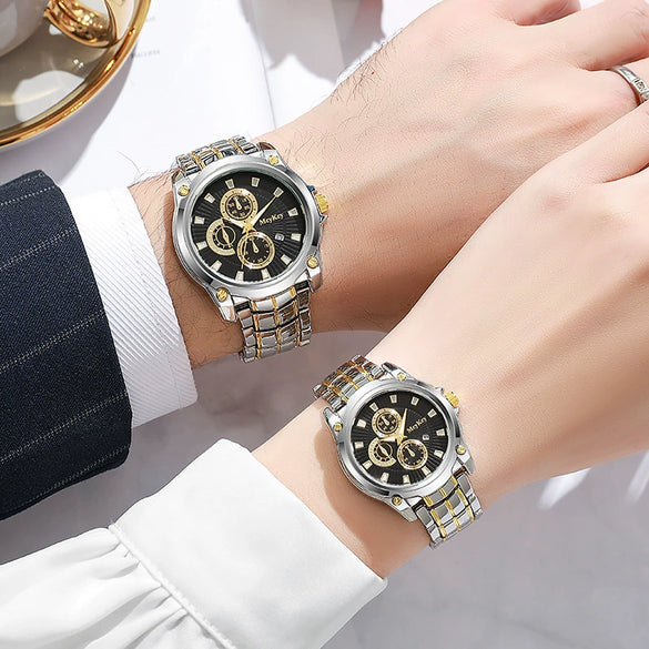 Alloy Steel Band Quartz Watch Business Style Round Dial Waterproof