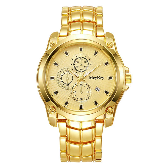Alloy Steel Band Quartz Watch Business Style Round Dial Waterproof