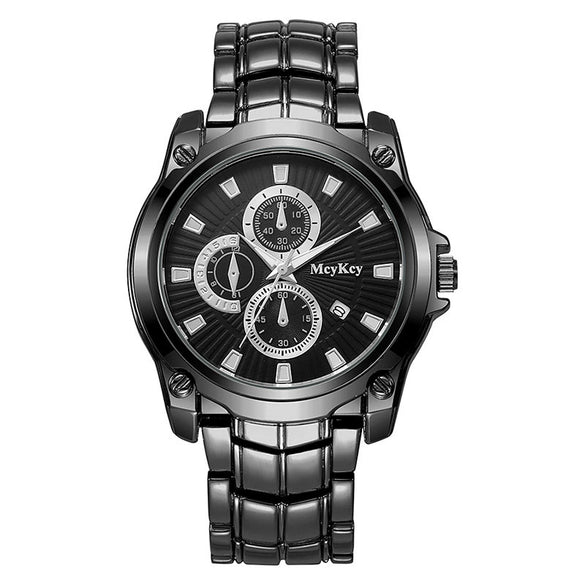 Alloy Steel Band Quartz Watch Business Style Round Dial Waterproof