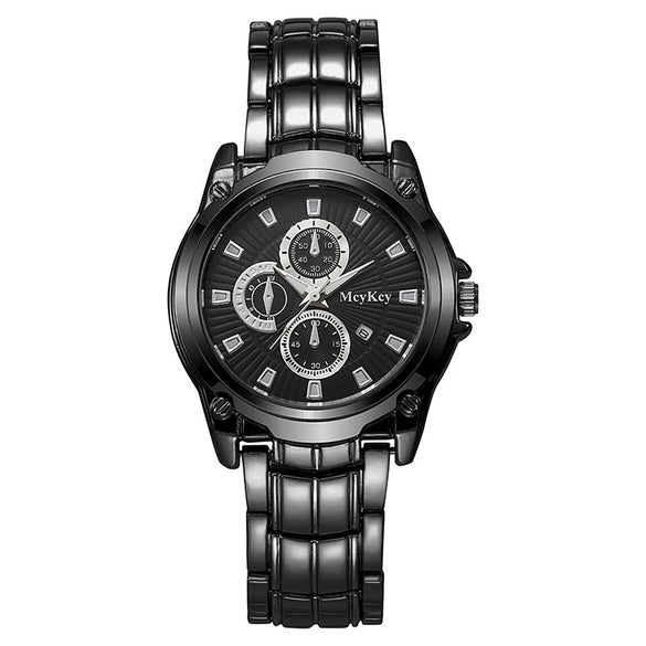Alloy Steel Band Quartz Watch Business Style Round Dial Waterproof