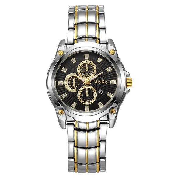 Alloy Steel Band Quartz Watch Business Style Round Dial Waterproof