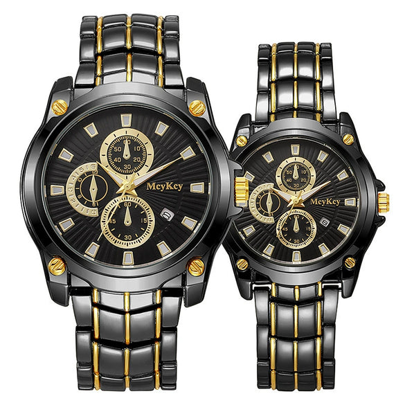 Alloy Steel Band Quartz Watch Business Style Round Dial Waterproof