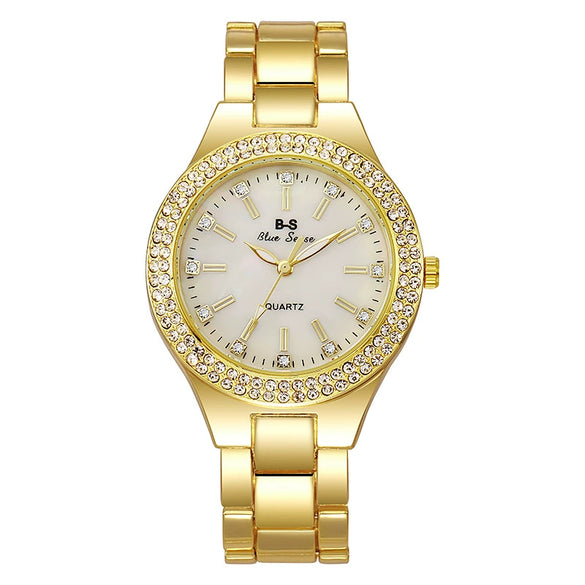 Alloy Steel Quartz Watch Casual Style Round Dial For Women