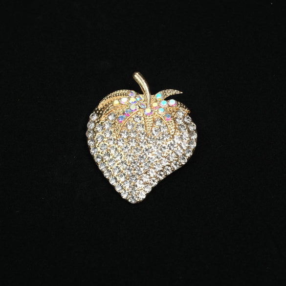 Alloy Strawberry Leaves Brooch Electroplated Cute Trendy Accessory For Women And Unisex