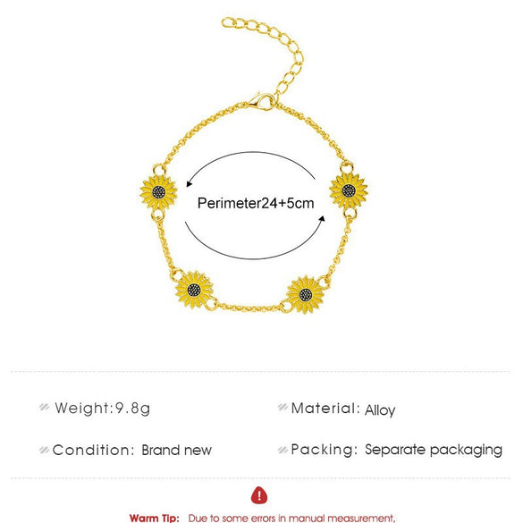 Alloy Sunflower Anklet For Women Simple Creative Daisy Foot Accessories Retro Style Geometric Pattern