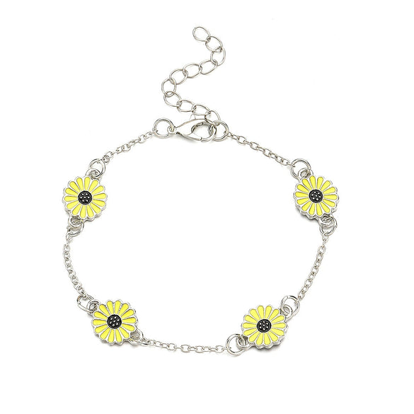 Alloy Sunflower Anklet For Women Simple Creative Daisy Foot Accessories Retro Style Geometric Pattern
