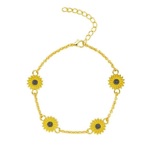 Alloy Sunflower Anklet For Women Simple Creative Daisy Foot Accessories Retro Style Geometric Pattern