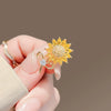 Alloy Sunflower Brooch Electroplating Highend Female Niche Design Sense Pin Neck Accessories