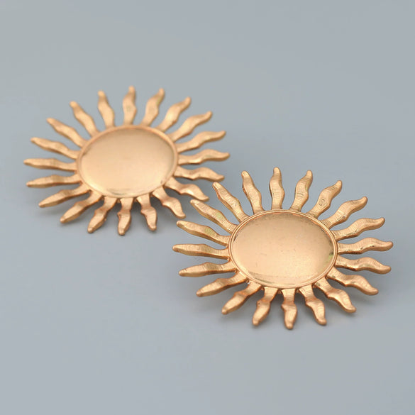 Alloy Sunflower Earrings For Girls With Electroplating Process