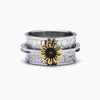 Alloy Sunflower Finger Ring Antique Style Geometric Pattern Electroplated Unisex