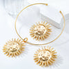 Alloy Sunflower Pendant Jewelry Set With Snake Bone Chain For Women