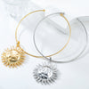 Alloy Sunflower Pendant Jewelry Set With Snake Bone Chain For Women