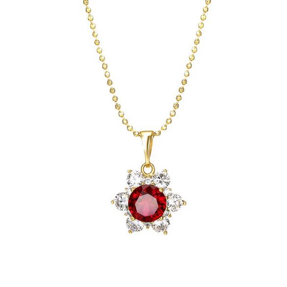 Alloy Sunflower Pendant Necklace With Ball Chain And Electroplating Treatment