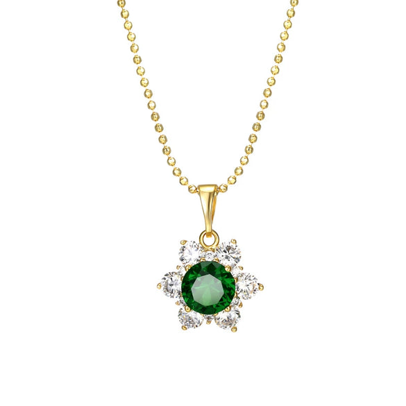 Alloy Sunflower Pendant Necklace With Ball Chain And Electroplating Treatment