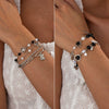 Alloy Sweet Cute Bear Bow Pendant Bracelet With Heart And Star Shapes And Electroplating