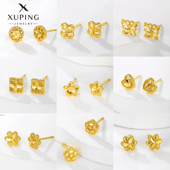 Alloy Sweet Style Flower Earrings For Women Electroplated