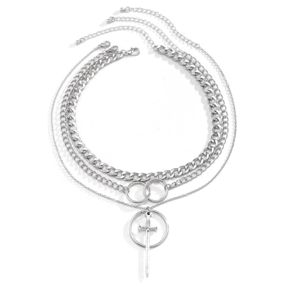 Alloy Swordshaped Exaggerated Tassel Geometric Hip Hop Style Electroplated Women's Necklace