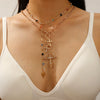 Alloy Tassel Geometric Ushaped Diamond Pendant Necklace For Men And Women