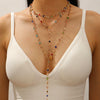 Alloy Tassel Geometric Ushaped Diamond Pendant Necklace For Men And Women