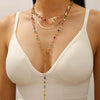 Alloy Tassel Geometric Ushaped Diamond Pendant Necklace For Men And Women