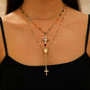 Alloy Tassel Geometric Ushaped Diamond Pendant Necklace For Men And Women
