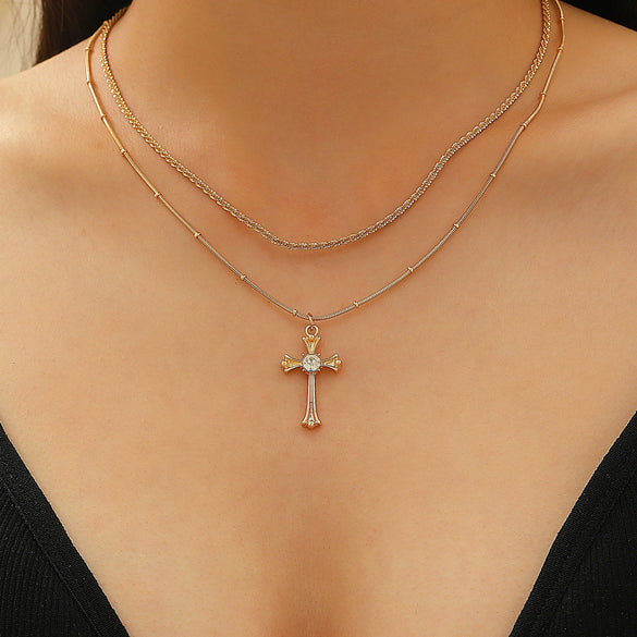 Alloy Tassel Geometric Ushaped Diamond Pendant Necklace For Men And Women