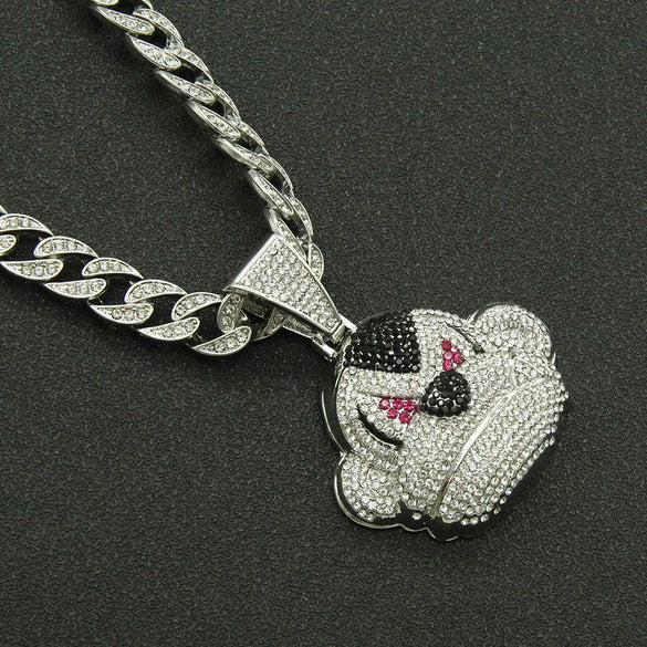 Alloy Three Dimensional Geometric Monkey Pendant Necklace With Diamond And Cuban Chain Hip Hop Accessories