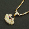 Alloy Three Dimensional Geometric Monkey Pendant Necklace With Diamond And Cuban Chain Hip Hop Accessories