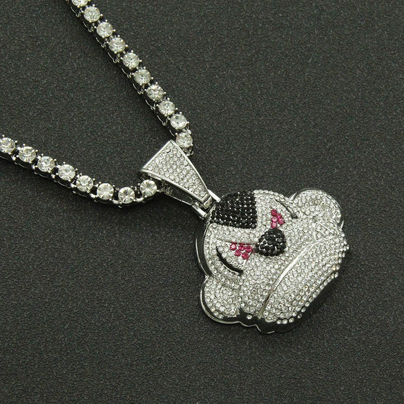 Alloy Three Dimensional Geometric Monkey Pendant Necklace With Diamond And Cuban Chain Hip Hop Accessories