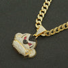 Alloy Three Dimensional Geometric Monkey Pendant Necklace With Diamond And Cuban Chain Hip Hop Accessories