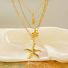 Alloy Three Layer Pearl Starfish Pendant Necklace With Animal And Zodiac Shapes Electroplated For Girls